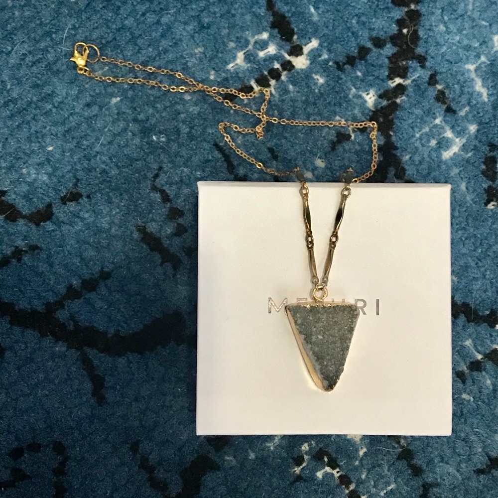 Raw Druzy Style Triangle Pendant Necklace